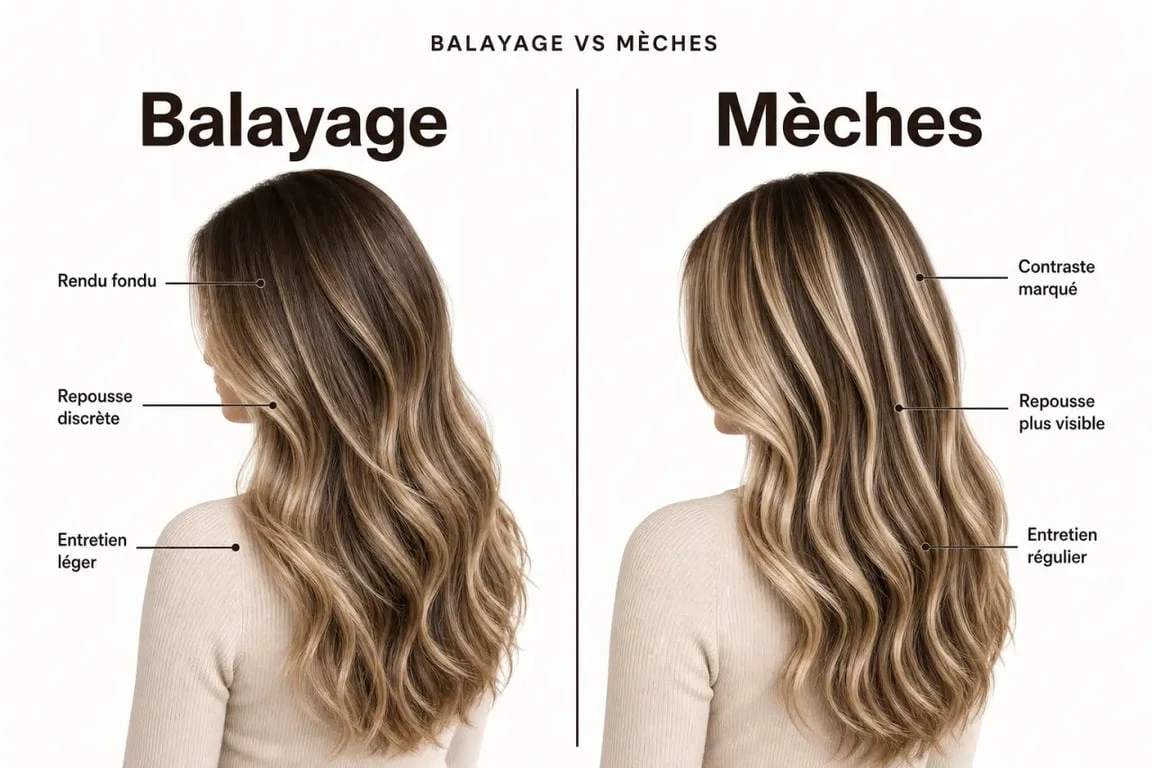 Différence balayage et mèches en coiffure : comparaison visuelle des rendus et de l’entretien