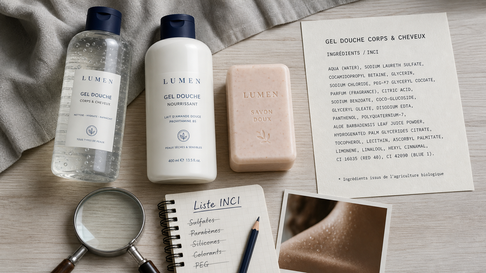 Gel douche que choisir : lire l’étiquette INCI pour éviter les erreurs