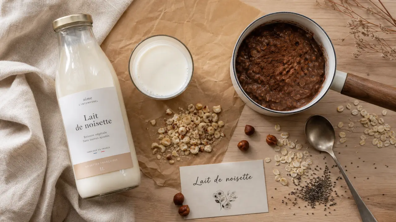Lait de noisette sans lactose : bonnes graisses, noisettes et graines