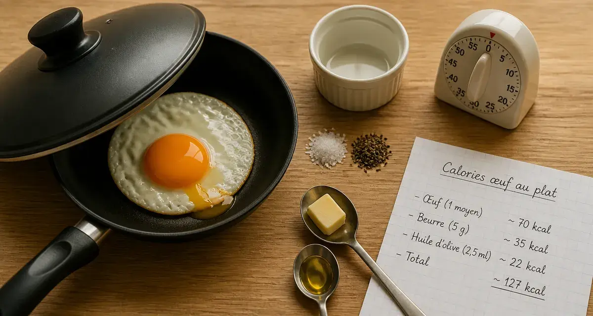 calorie oeuf au plat : œuf au plat, poêle, beurre et huile d’olive