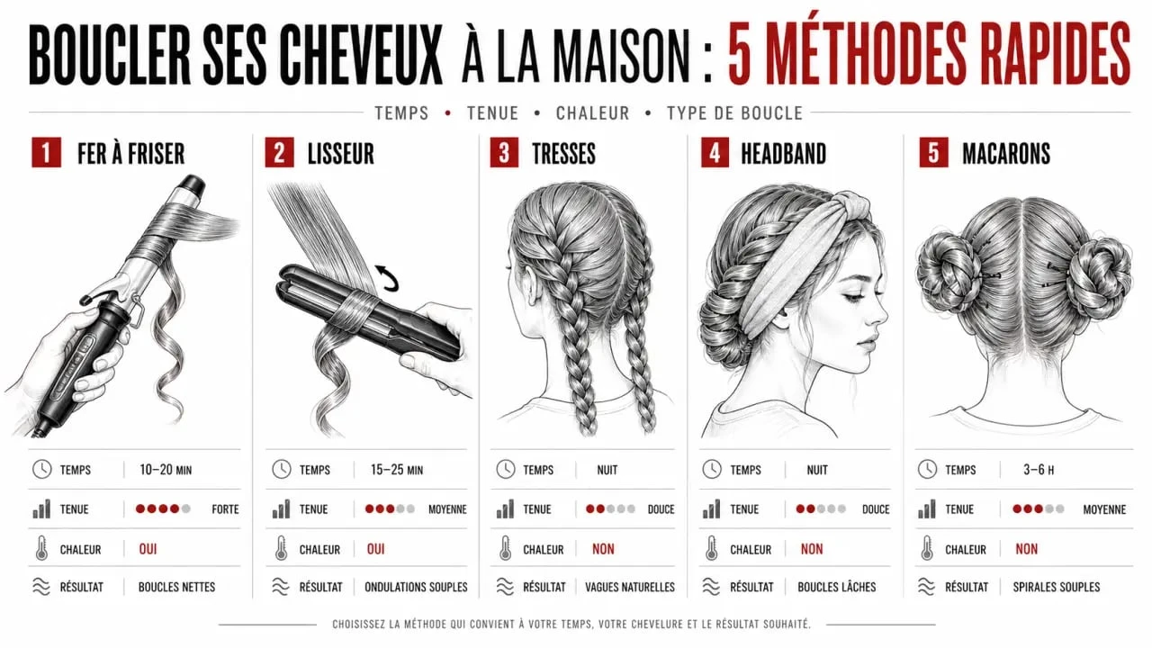 Comment boucler ses cheveux rapidement : comparatif visuel des méthodes avec ou sans chaleur