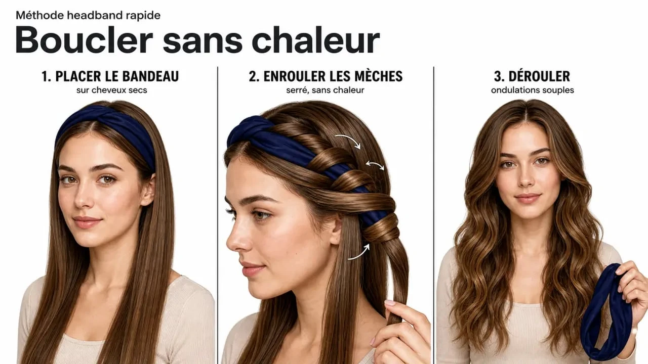 Comment boucler ses cheveux rapidement avec headband : étapes simples et résultat final
