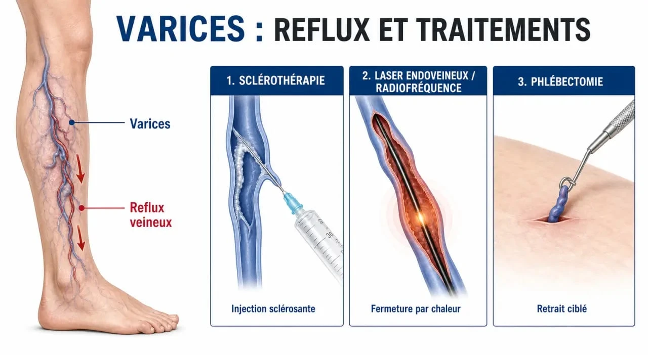 Varice comment les enlever : schéma des principaux traitements des varices