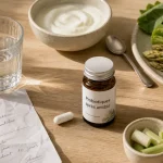 Probiotique apres antibio après antibiotiques, gélule et verre d’eau