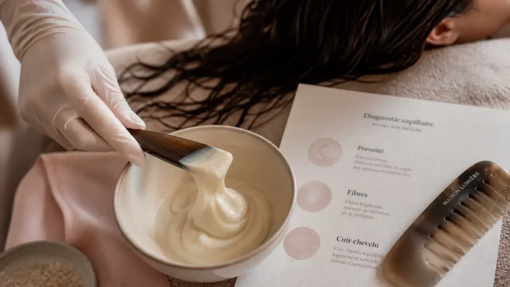 Diagnostic capillaire, protocoles et prix, ce que change un soin cheveux chez le coiffeur