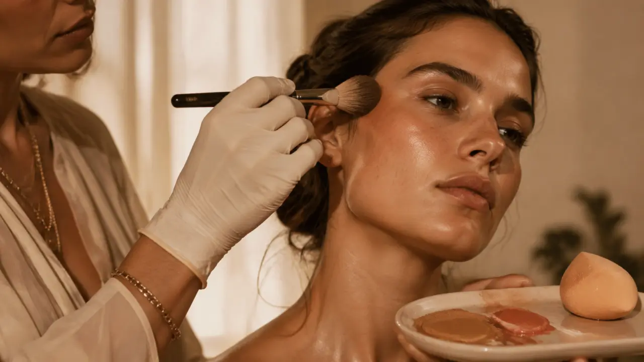 Appliquer bronzer et blush : fondu naturel sans traces, bronzer sur tempes et blush