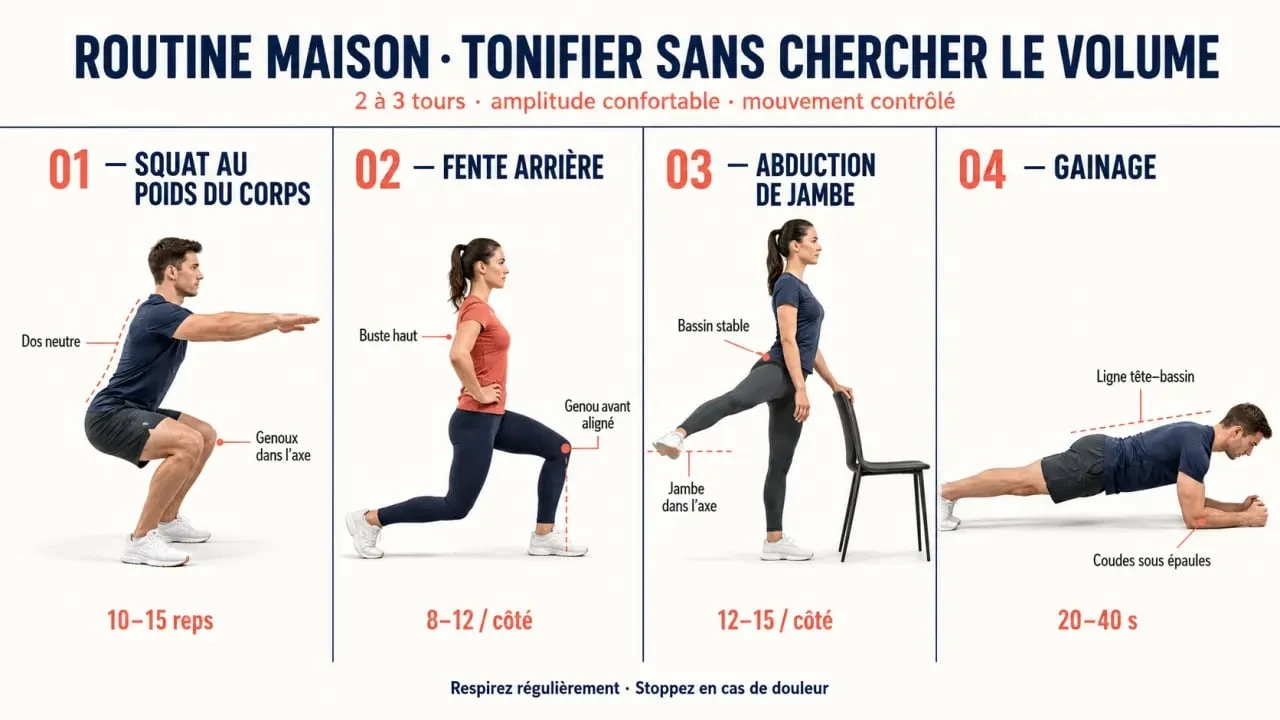Illustration des exercices à la maison pour savoir comment perdre du fessier