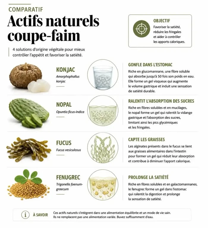 Comparatif des meilleurs actifs naturels pour un complément alimentaire coupe-faim