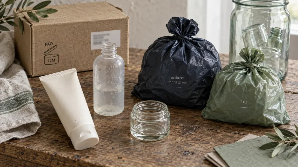 Les produits de beauté périmés vont aux ordures ménagères, emballage vide dans la bonne filière