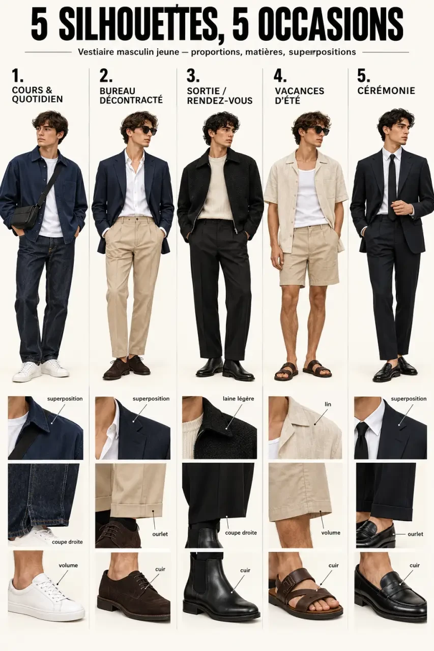 Cinq idées de tenues pour un style vestimentaire homme jeune selon l’occasion et la saison