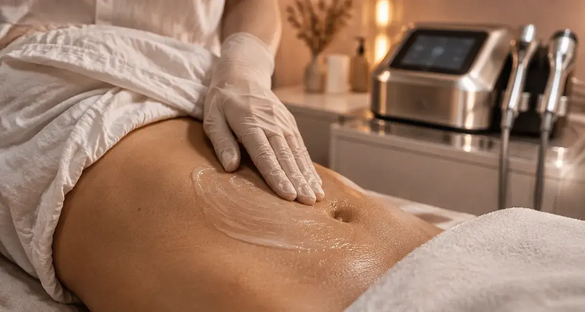 Retendre peau ventre : crème appliquée avant radiofréquence